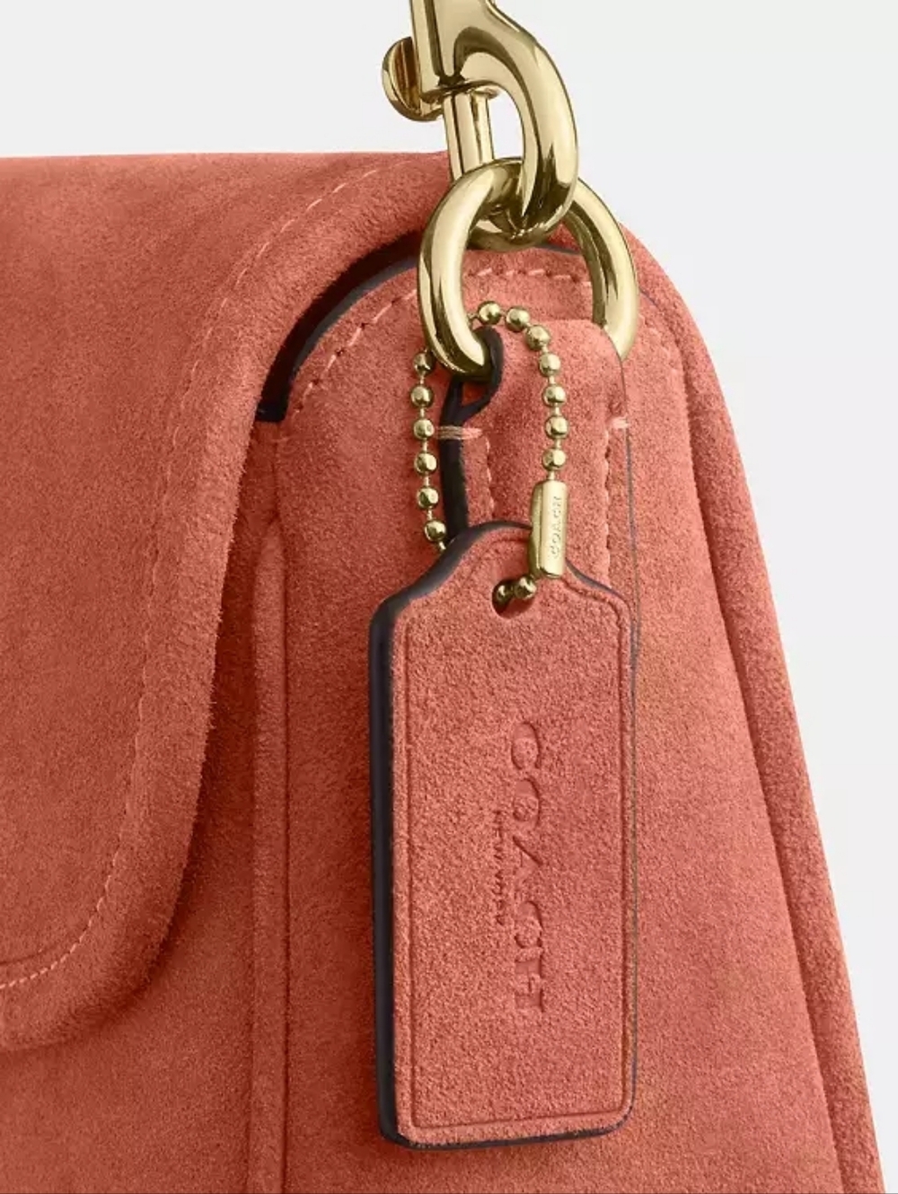 Coach Hadley Suede Shoulder Bag Crossbody Sienna Gold Turnlock NWT - Picture 8 of 8